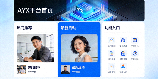 AYX平台首页内容精准呈现布局 - 图文并茂的信息展示区