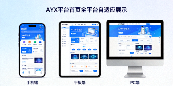 AYX平台首页全平台自适应展示 - 多设备屏幕显示效果对比