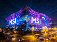 成都金融城演艺中心外景，MSI标志性灯光秀