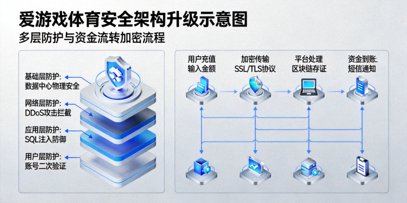 爱游戏体育安全架构升级示意图 - 展示多层防护与资金流转加密流程