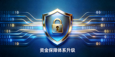 数字安全盾牌图标，象征用户资金保障体系升级